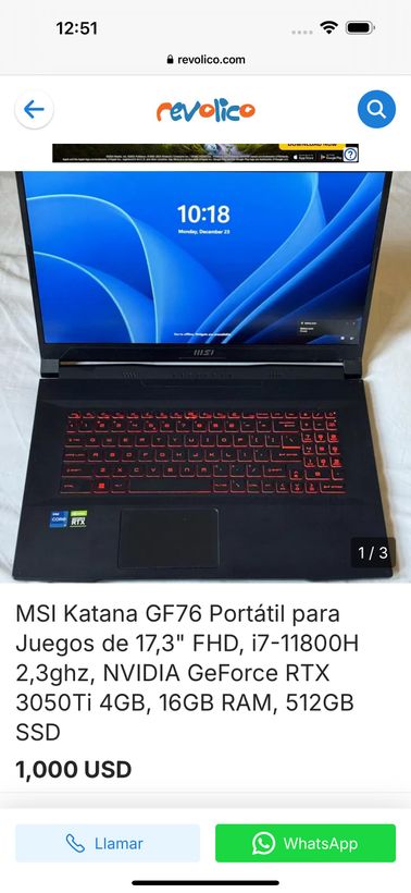 Laptop MSI katana